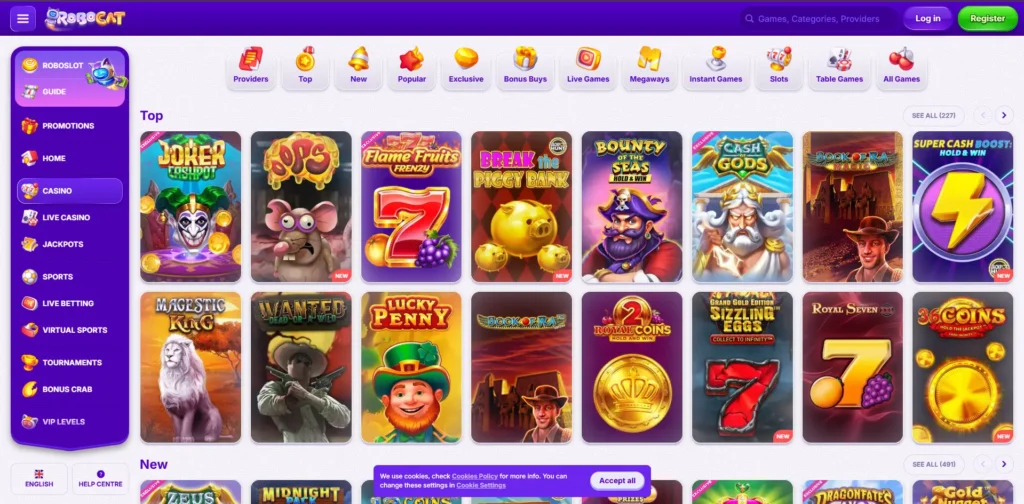 Robocat casino juegos 